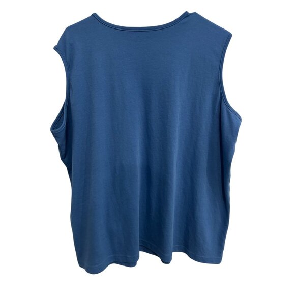 Blair Sleeveless Tank Top Blue Plus Sz 3XL Crewneck Cotton Blend Essentials - Picture 2 of 10